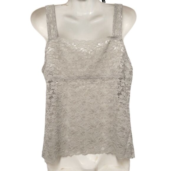 Grey Lace Tank Top Lace Camisole Wide Straps Lace Top  Size M Size XL - Picture 3 of 12